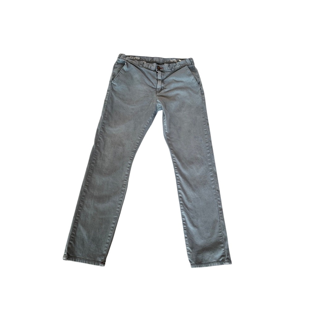 Bullhead Denim Co Mens Skinny Chino‎ Pants Light Blue W32 L30 Flat Front Tapered